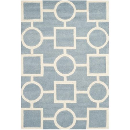SAFAVIEH 4 Ft. x 6 Ft. Rectangle- Contemporary Chatham Blue And Ivory Hand Tufted Rug CHT737B-4